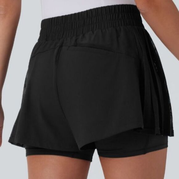 Halara Breezeful Contrast Mesh Pleated 2-in-1 Quick Dry Golf Shorts Sz Small - Picture 13 of 13